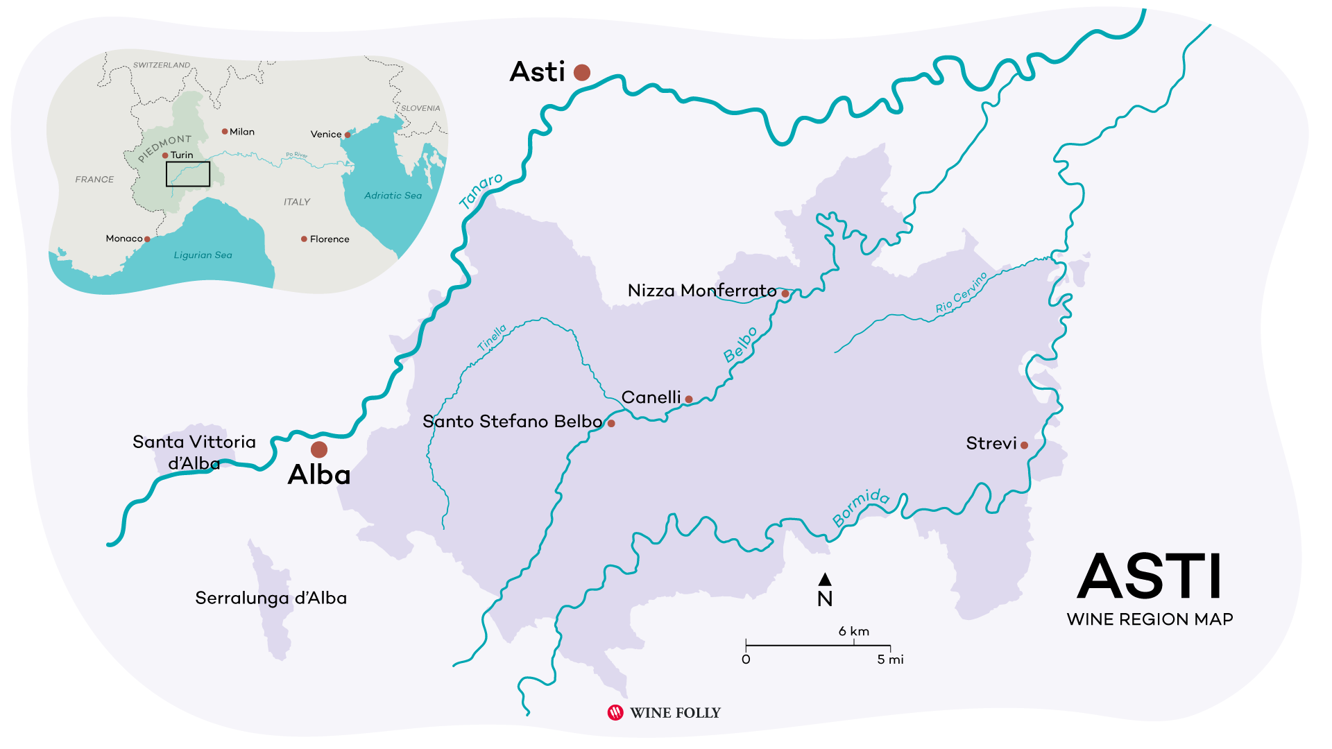 Asti wine map